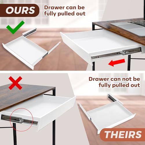 Image of Large 23.6 Inch White Under Desk Drawer Slide Out, Great For The Office, Home And Workspace. Pencil & Undermount Pull Out Under Counter Workbench Attachable Drawer, Made Of Carbon Steel