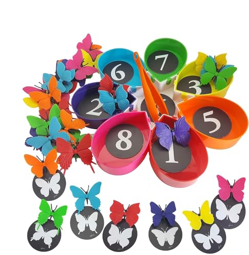 Skoolzy Butterfly Color Sorting 75 Piece Toys_and_Games Set, Counting Learning Activities for Toddlers & Preschool Educational Toys for Toddler, Preschool, Kindergarten, 1st Grade Includes ebook