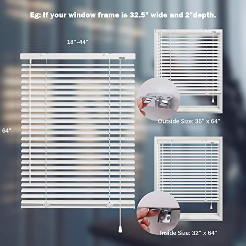 Hidodo Corded Aluminum Mini Blinds Horizontal Window Blinds, Anti-Uv Waterproof Light Adjustment Metal Blinds For Windows And Home, 18" W X 64" L, White #TOP6