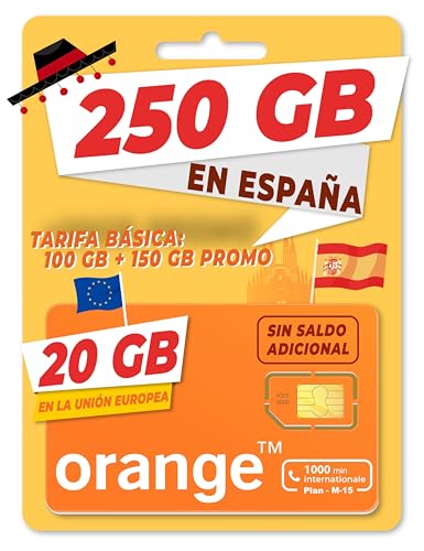 Orange Spain - Tarjeta SIM Prepago 100GB en España| 5.000 Minutos Nacionales | 50 Minutos internacionales | Activación Online Solo en marcopolomobile .com
