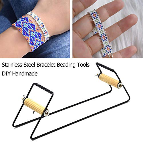 Herramientas de rebordear pulsera Juguetes educativos para niños, Bloomma Nuevo conjunto de rebordear de madera y acero inoxidable para pulseras de joyería DIY Máquina de tejer hecha a mano Juguetes