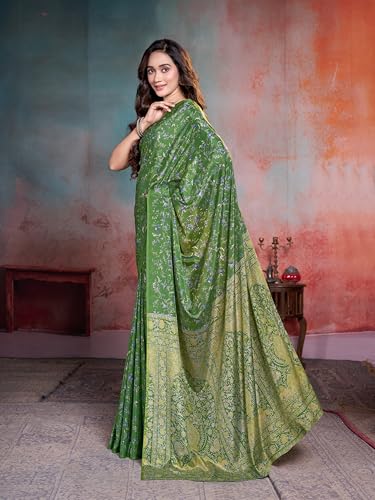 Image of Garden Vareli Floral Print Crepe Saree With Unstitched Blouse Piece