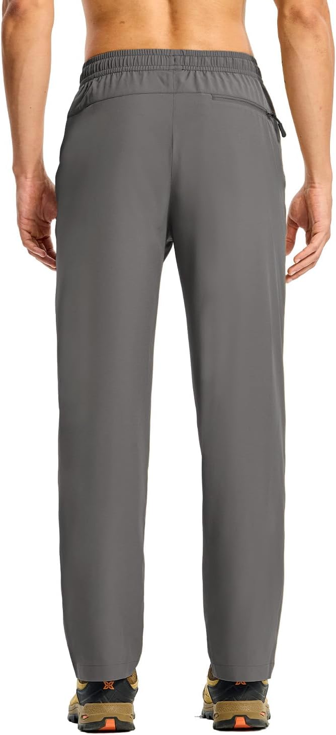 Rdruko Men's Sweatpants Lightweight Quick Dry Workout Joggers Running Gym Athletic Open Bottom Track Pants with Pockets,Dark Grey,L - Image 3