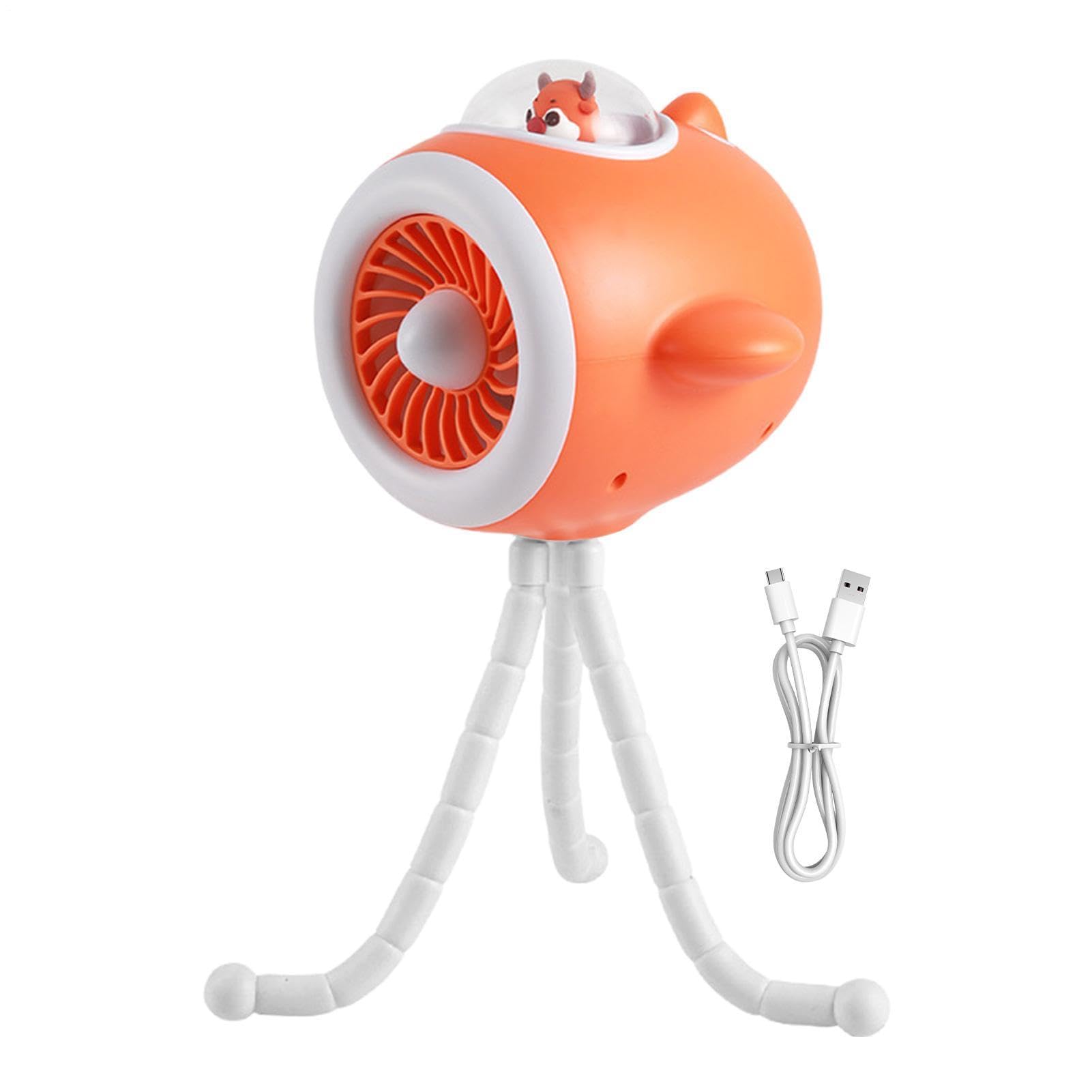 Ventilatore per Passeggino 3 Velocità Regolabile Luce LED | Ventilatore da scrivania portatile per bambini, adolescenti, adulti, asilo nido, passeggiate quotidiane, campeggio, casa