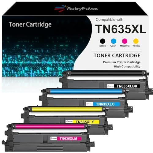 RubyPulse TN635XL TN-635XL 19,000 High Page Yield TN635 TN635XL Toner Cartridge Compatible for Brother HL-L8430CDW HL-L8430CDWT HL-L8570CDW MFC-L8730CDW MFC-L8930CDW MFC-L8970CDW MFC-EX575 (4 Packs)