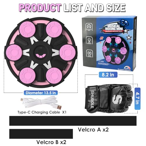 Image of Music Boxing Machine for Kids & Adults - Wall Punching Pad with Lighting, 9-Speed Bluetooth Boxing Game with Gloves, Wall Mounted Exercise Equipment, 2026 Upgrade Boxing Equipment for Kids Age 6+