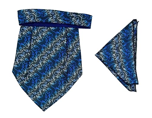 Image of formal cravat set for men with pocket square Men's Cravat Necktie, Self Design Microfiber Dark Multi color Free Size