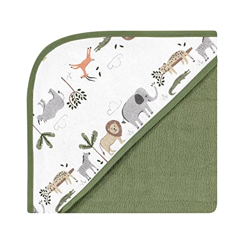 Image of Hudson Baby Unisex Baby Cotton Rich Hooded Towels, Safari Life, One Size