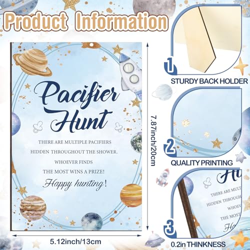 Image of Thyle 51 Pcs Outer Space Baby Shower Games Planets Pacifier Hunt Include Galaxy Solar System Hunt Sign and 50 Acrylic Pacifiers for Astronaut Baby Shower Game over The Moon Gender Reveal Party Decor