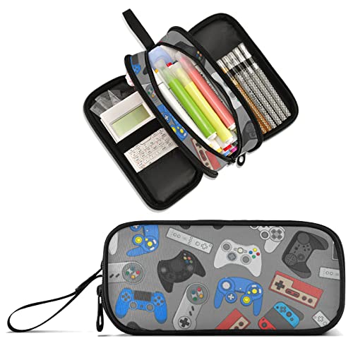 Image of Video Game Large Capacity Pencil Case Pencil Pouch Pen Box | 3 Compartment Large Storage Pencil Bag for Adults School Office Teen Girl Boy Men Women