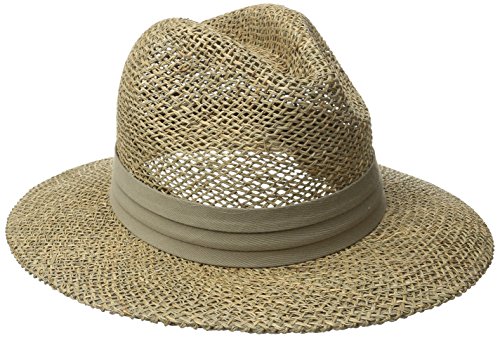 San Diego Hat Co. Men's Seagrass Panama Fedora Hat with Cloth Band, Olive