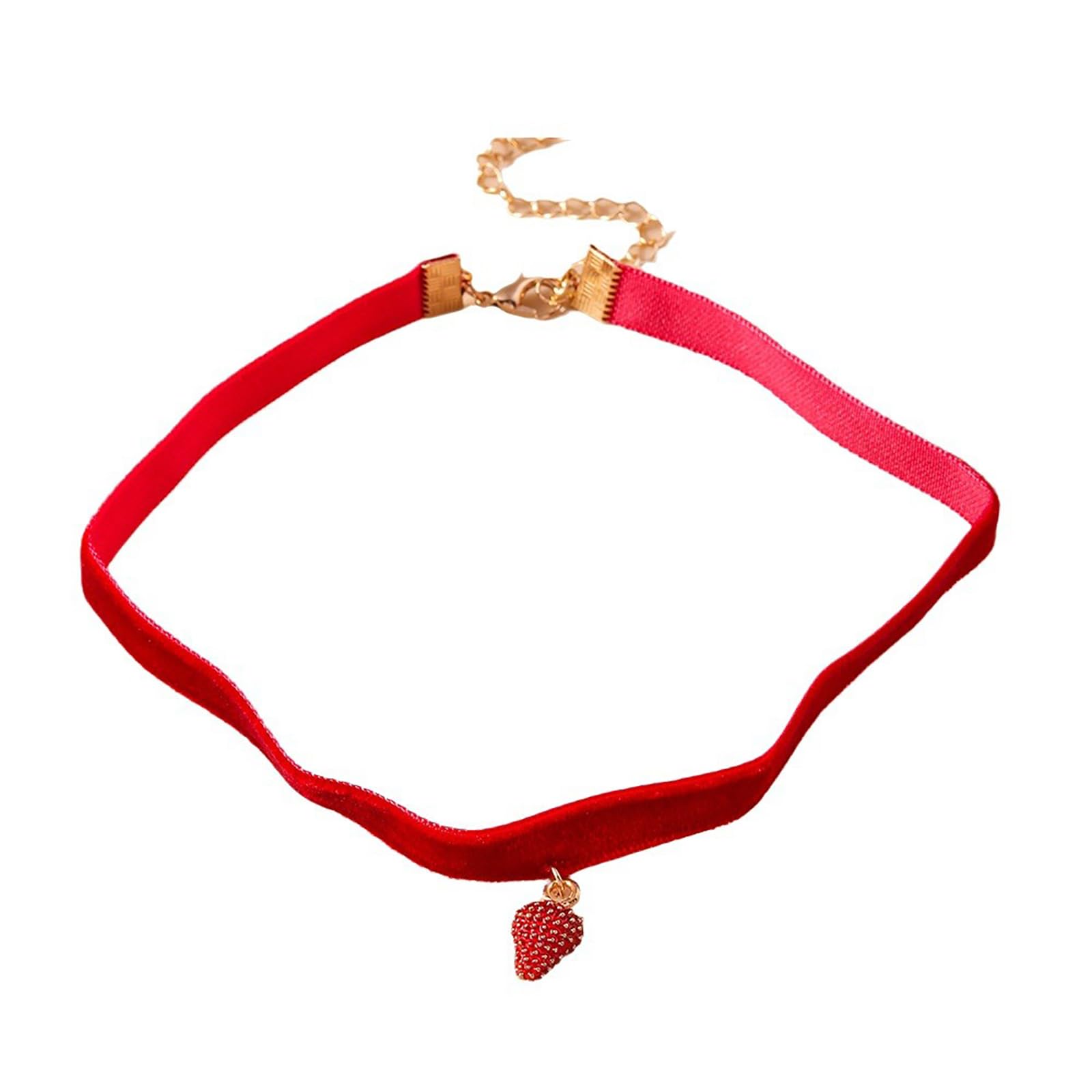 Maxtonser Stylish Flower/Strawberry Necklace Elegant Flannel Pendant Necklace Choker Soft and Comfortable Pendant Necklace Charm