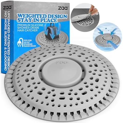 zaa Shower Drain Hair Catcher, Premium Silicone Drain Protector & Shower Drain Cover for Regular Drains of Shower Room, Bathroom, Gray Cover