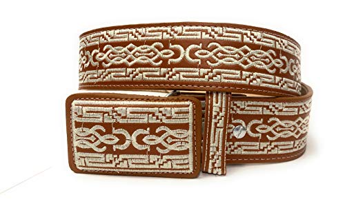 Men's Authentic Charro Saddle western Rodeo Belt, Cinto Charro Bordado Pitiado Style Vaquero Belt (36)2