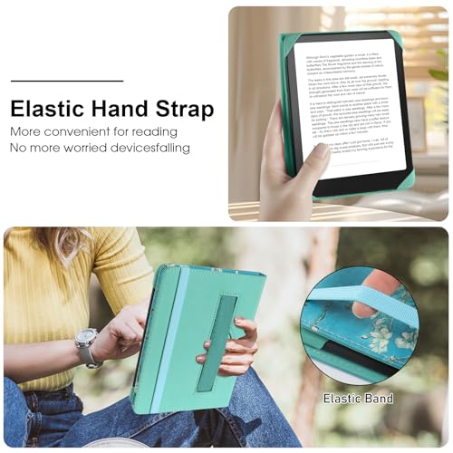 Image of HoYiXi Universal Case for 6.8 Inch 7 Inch Kindle eReaders Compatible with Paperwhite /Kobo /BOOX T68 /iReader Ocean,6.8-7 inch eReaders Protective Case Cover Elastic Rope,Flowers 1