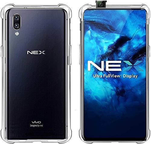 FitSmart Flexible Shockproof Crystal Clear TPU Soft Bumper Back Cover with Cushioned Edges for Vivo Nex -Transparent