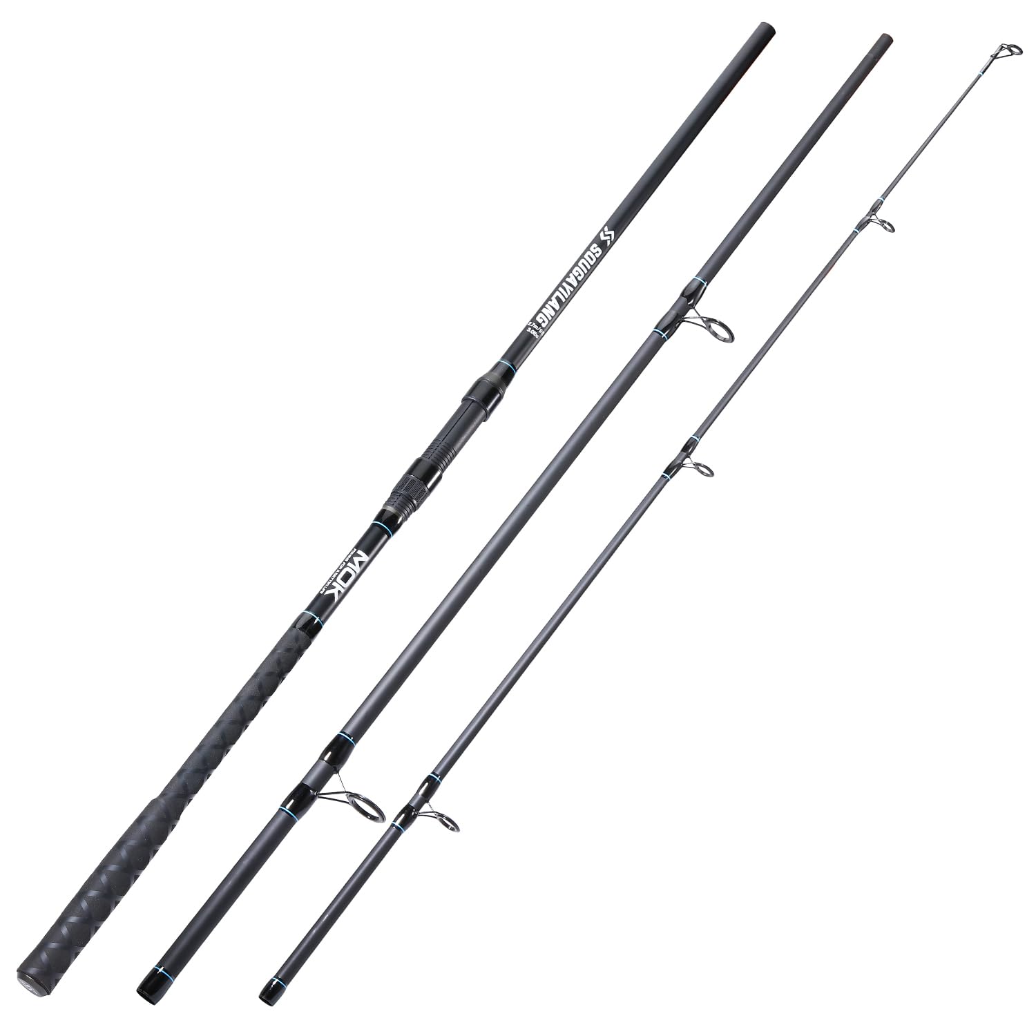 Sougayilang Spinning Fishing Rod, 3-Piece, Carbon Catfish Rod with EVA Comfortable Handle for Catfish and Carp Fishing, Medium/Heavy Power, 9'0"/10'0"/11'0"