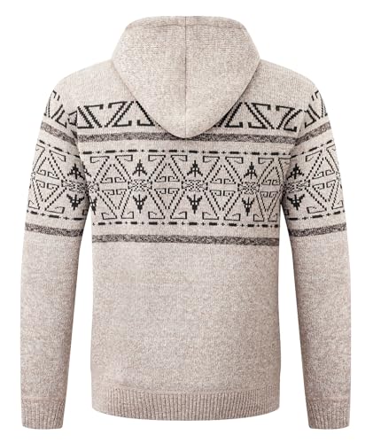 Image of LLdress Mens Knit Cardigan Sweaters Sherpa Lined Full Zip Hoodie With Pockets
