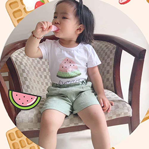 Xfglck 1-4T Toddler Kids Baby Girls Summer Outfits Clothes Watermelon Print Tops + Shorts Pants with Belt Short Set (Pink Set, 4-5 y)