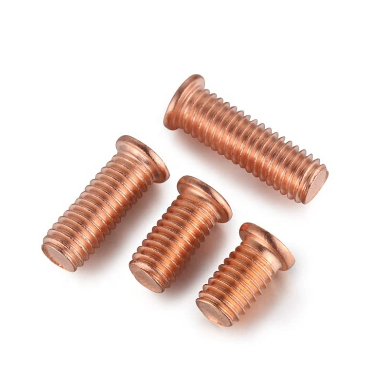 Image of Rely⇒VP INDUSTRIES (Pcs-50) M6x12 mm Spot Weld Stud Screw with Pointed Mild Steel Copper Plating | Matric Thread Weld Stud