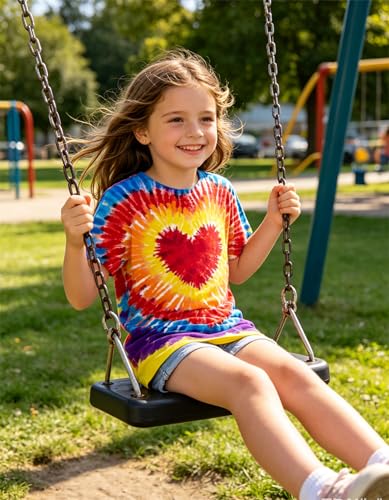 Image of SunFoucs Girls Kids Shirts Size 5-12 Tie Dye Casual Tshirt Short Sleeve Crewneck Tee Top | Short Sleeve Rainbow Tee Top