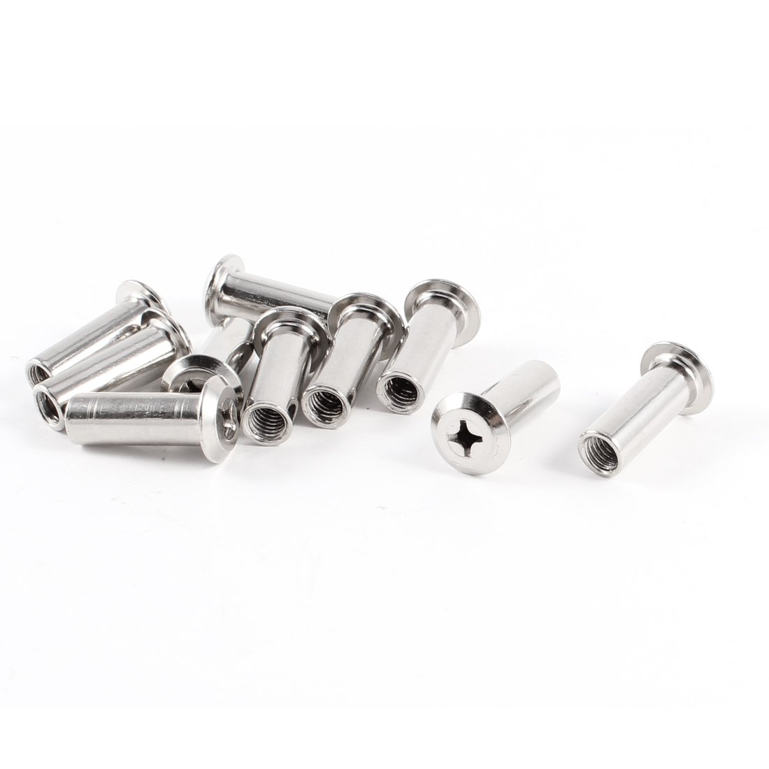 Aexit Furniture Silver Nuts Tone Metal Thread Support Nut Inserts Panel Nuts 10 Pcs