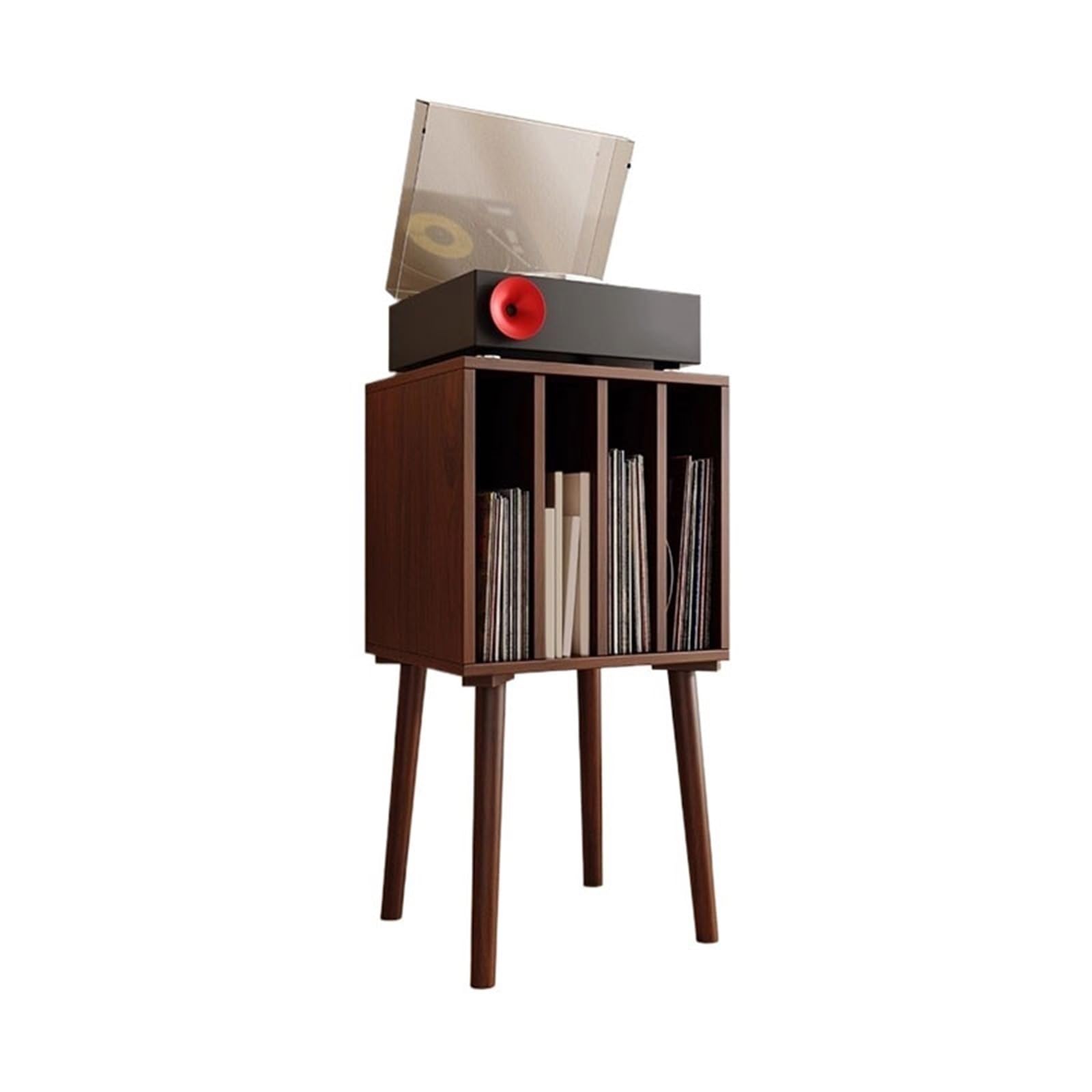Huangj-0527 CD storage Living Room Minimalist CD Display Cabinet Wooden Unit Storage Holder Record(Walnut colour)