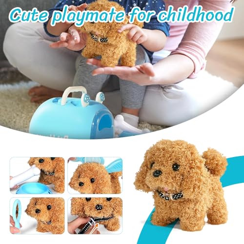 KBIBCK Hund Spielzeug Kinder, Elektronisches Haustier Hund mit Leine Spielzeug Kinder, Spielzeug Hunds der Läuft und Bellt, Interaktives Haustier Hunds Geschenk für Kinder Mädchen 3 4 5 6 7 8 9 Jahre