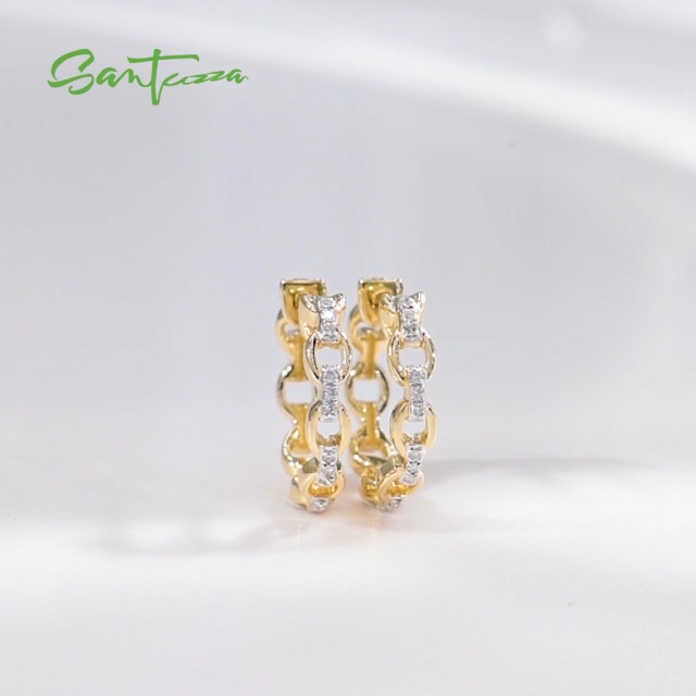 Amazon.com: Santuzza 10K Yellow Solid Gold Chain Link Shape
