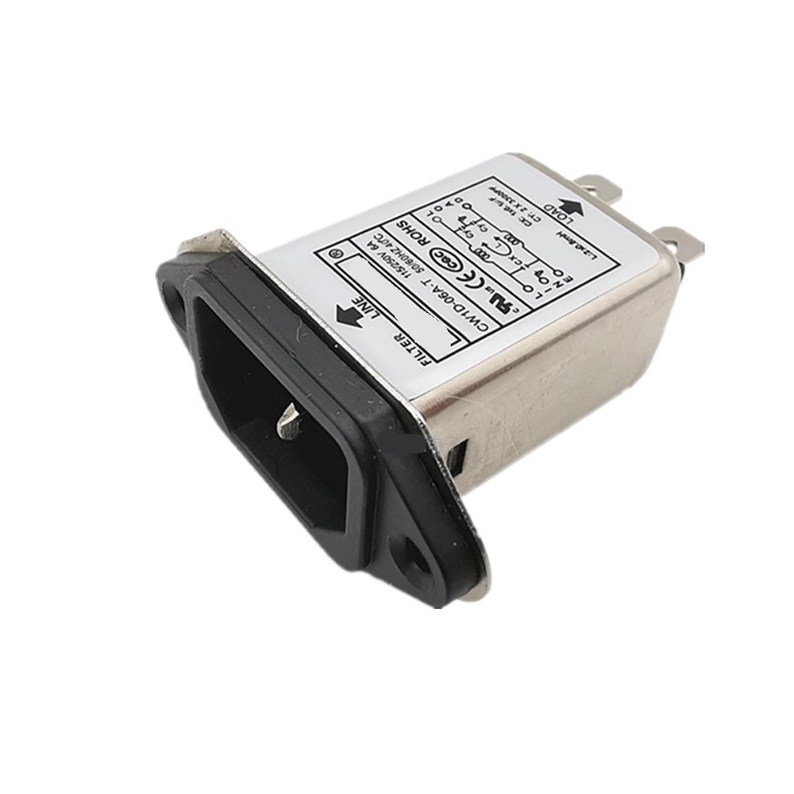 0P7BR328B CW2 Series Single Phase 220V AC Power Filter CW2A-10A-T with Fuse 10A 6A Socket Type Purifier(CW1D -06A -T Big side 6A)