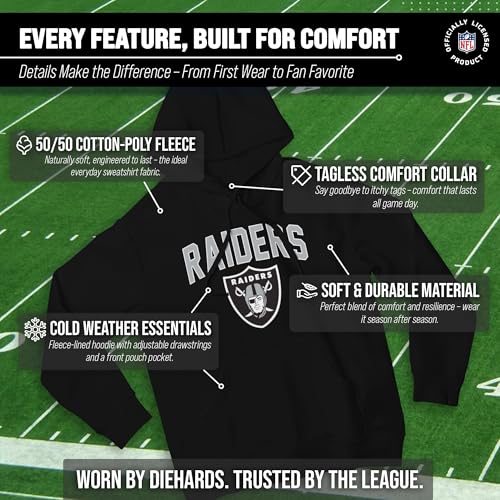 Team Fan Apparel NFL Home Pullover Fleece Hooded Sweatshirt (Las Vegas Raiders - Black, Adult Large) - Image 3