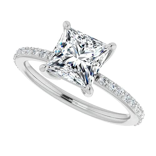 1.5 CT Princess Cut Colorless Simulated Diamond Engagement Ring, Wedding/Bridal Ring, Sterling Silver Unique Vintage Antique Anniversary Promise Ring Gift for Her (10) -  Laxmipati Collection