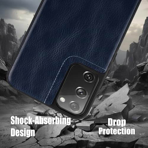 Image of Leather Case for Samsung Galaxy Note 20 Premium Protective Stylish Slim Cover with Shockproof Raised Edges Blue