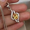 natural yellow sapphire 12x10 mm oval faceted orange pendant 925 sterling silver abstract leaf wave necklace with 18 inch cable chain healing energy spiritual jewelry|silver plated|WW_GMP_0447 #2
