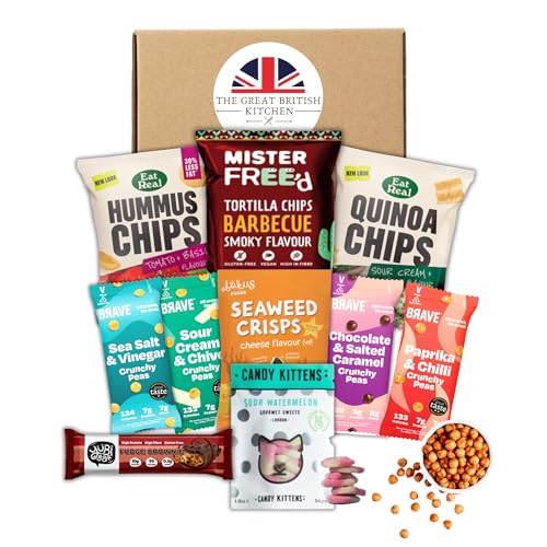 Premium Vegan Hamper Snack Box of Assorted Vegan Treats Savoury Crisps and Sweets 10 Delicious & Healthy Snacks Gift Box for Christmas Birthday Veganuary by TGBK