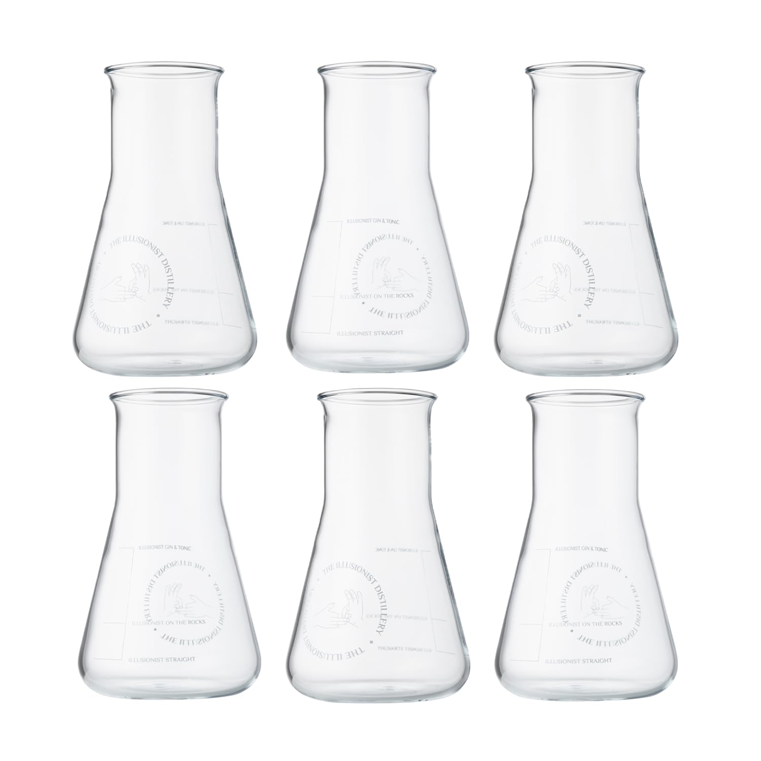 The Illusionist Distillery Glas | Gin & Tonic Glas 6er Set | Premium Erlenmeyerkolben | Perfect Serve | 250ml
