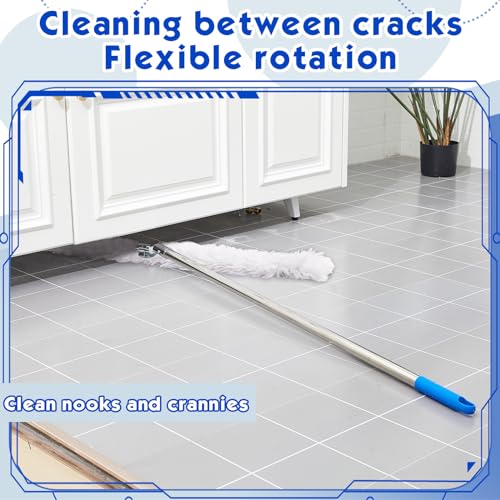 Image of Suclain 4 Pcs Clip on Dust Mop Handle with Chuck 51.18 Inch Stainless Steel Flexible Maneuvering Mop Stick Replacement for Home Restaurant Kitchen Office Bathroom Wood Laminate Tile Floor Cleaning