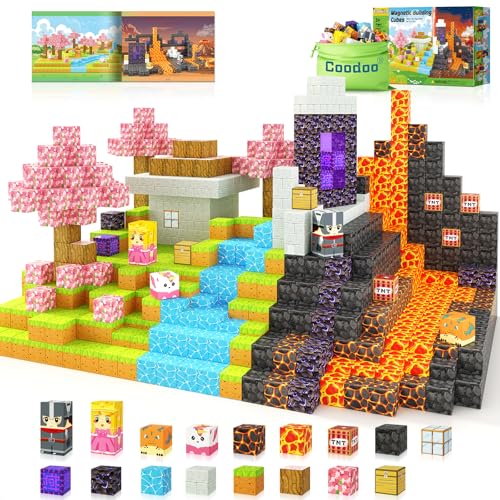 Magnetic Blocks – Build Mine Magnet World Magic Portal Set, Magnetic Tiles Building Blocks Toddler Toys STEM Sensory Outdoor Toys for 3+ Year Old Boys & Girls, Creative Kids Games Kids Toys
