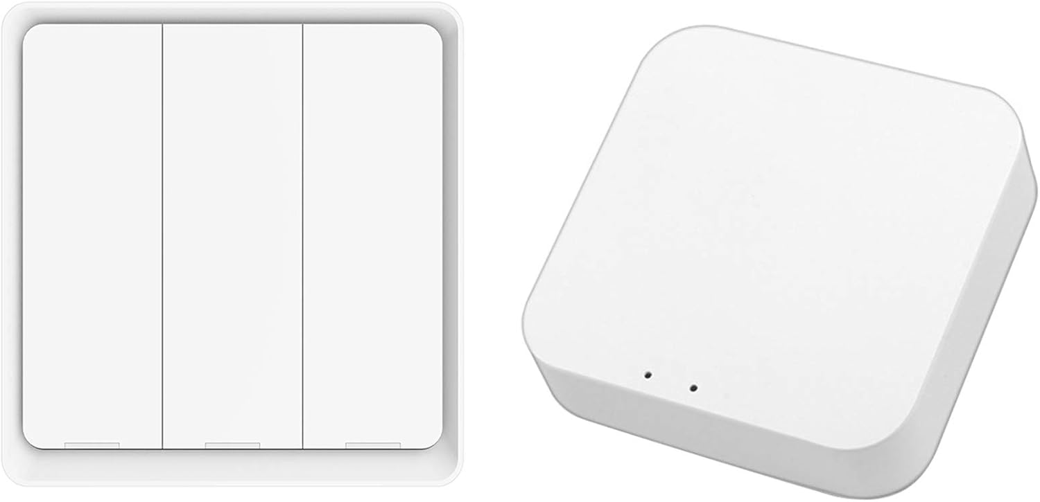 Zigbee Hub & Zigbee Scene Switch Set, Draadloze Paneelschakelaar met 3 Gang Switch, Zigbee Gateway Werkt met Zigbee Apparaten