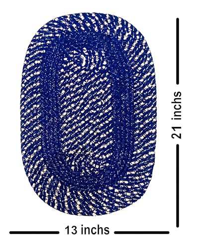 Image of Door mats for Kitchen Large Size|Handmade Cotton Doormat | Quick Dry, Washable Door Mat for Home, Bathroom & Bedroom (33X53 CM)(Coffee-Blue)