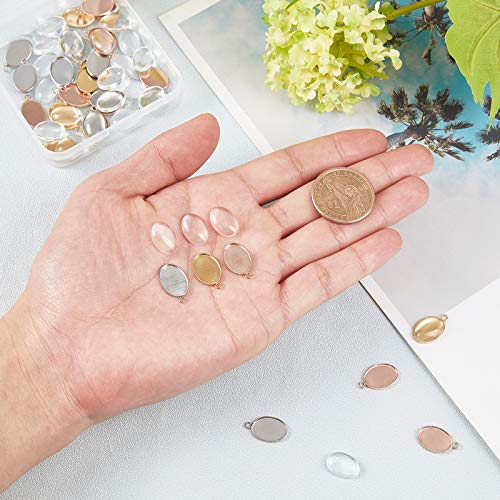 UNICRAFTALE About 30 Sets 3 Colors 304 Stainless Steel Oval Blank Bezel Pendant Set including 18x13mm Glass Cabochons Trays Base Pendant Cabochon Settings for Jewelry Making DIY Findings - Image 4