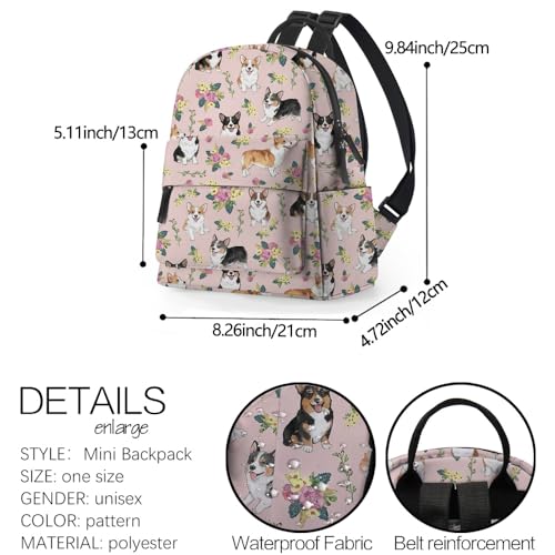 Image of Deanfun Mini Backpack for Women - Cute Dogs Print Small Backpack Purse with Ample Storage and Double Zippers Waterproof Shoulder Straps 3D Graphic Corgi MNSB-425