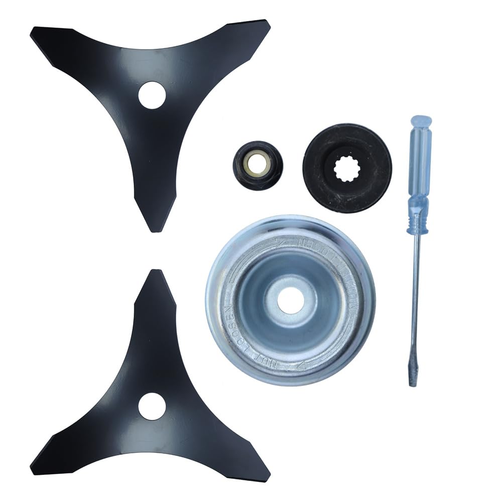 Cuchillas de desbrozadora de Acero al Carbono de 10" × 3 Dientes con Arandelas aptas Adecuado para 25,4 mm/20 mm [Piezas de Repuesto]