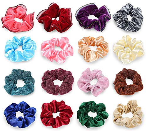 Scrunchies, Fnova 24 Pack Large Scrunchies for Hair, Premium Hair Bands With Velvet, Silk , Neon, Cotton, Satin, Hair Ties Ponytail Holders for Women Girls Hair Access