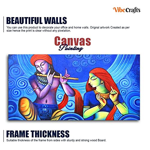 Image of VIBECRAFTS Canvas Paintings for Living Room Drawing Room Radha Krishna Canvas Wall Painting Fitted With Wooden Frame For Home | Office | Living Room | Gift (PTVCH 2476)