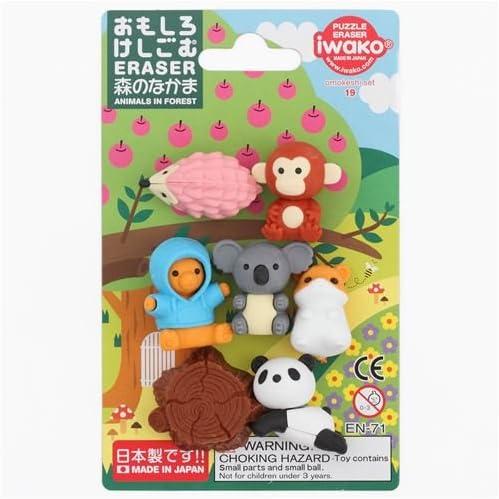 Iwako erasers Forest Animals set 7 pieces from Japan