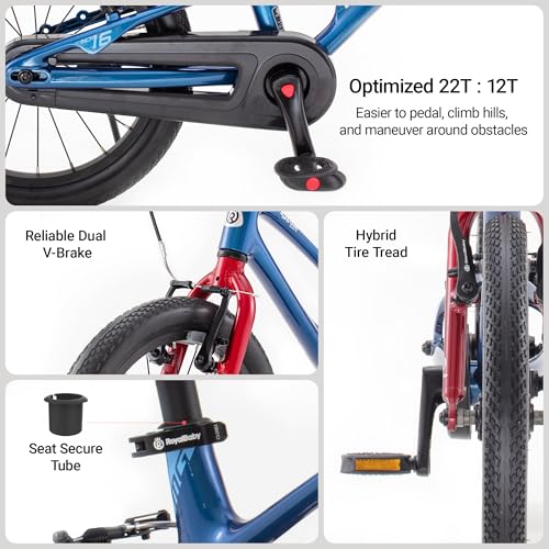 Image of RoyalBaby EZ-Shark Ultra-Light 16 Inch Kids Bike Beginners Learning Bicycle Lightweight Alloy Boys Girls Ages 4+ Years, Blue