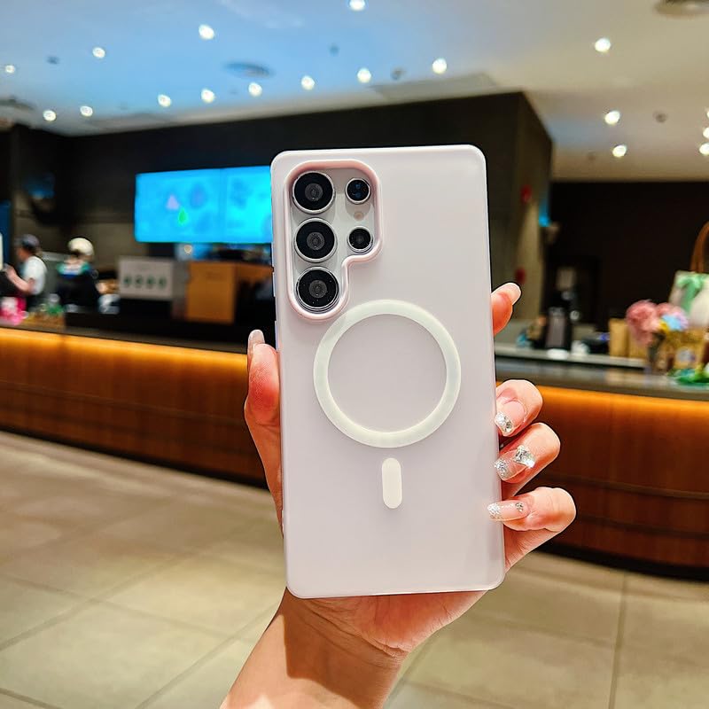 Image of LuxuryKase Magnetic Silicone Candy Case for Samsung Galaxy S24 Ultra | MagSafe Compatible | Slim Protective Case | Lightweight & Flexible | Wireless Charging | Soft Matte Finish - White
