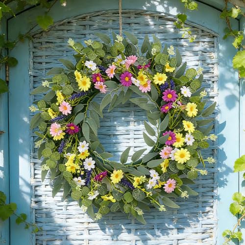 Couronne de Printemps Réaliste 3D : Fleur Imperméable Extérieur 50cm - 3