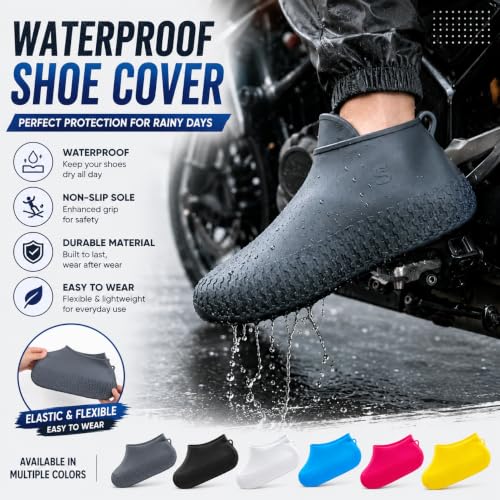 Image of Waterproof Shoe Cover for Men & Women | Reusable Rain Boot Cover with Anti-Slip Sole | Monsoon Footwear Protector for Bike Riding & Travel Pack Of 3 Multicolour